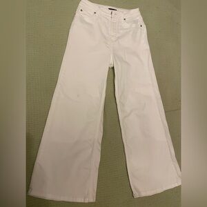 Massimo Dutti White High-Rise Wide Pants